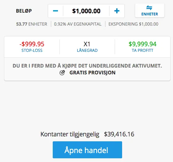 Investere i aksjer hos eToro