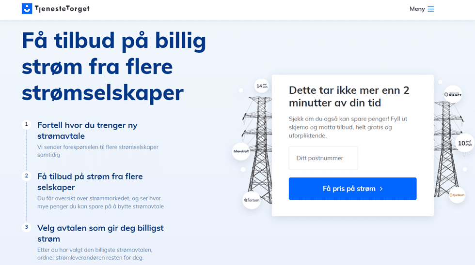 Bytte strømavtale. Tjenestetorget. 